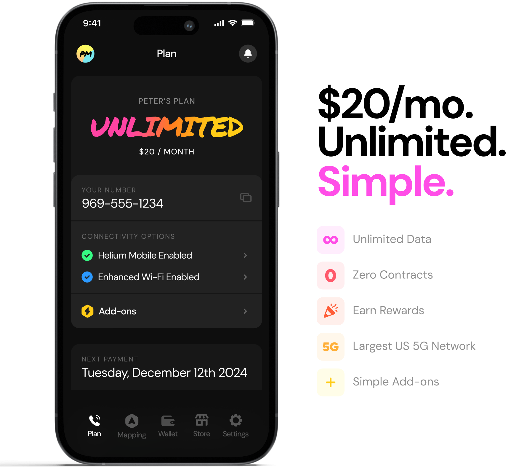 Ethoplex Helium Mobile Partnership Unlimited Mobile Plan at 20